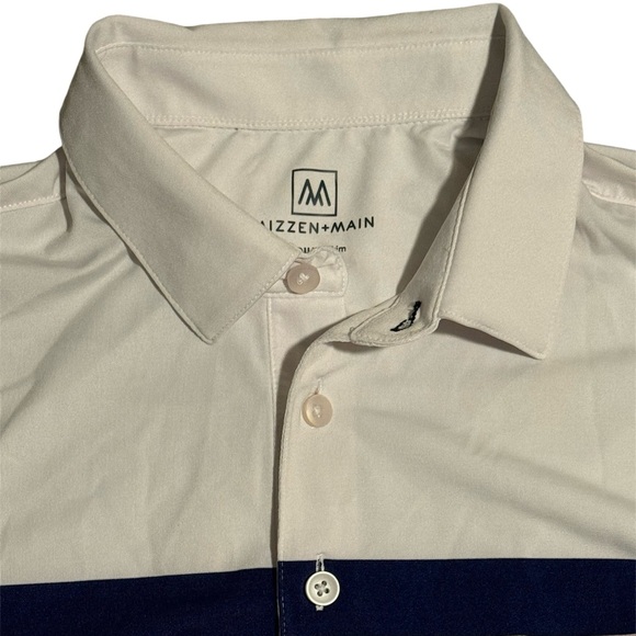 Mizzen + Main Versa Performance Golf Polo Shirt SS Striped, White, Size Med - Picture 6 of 8